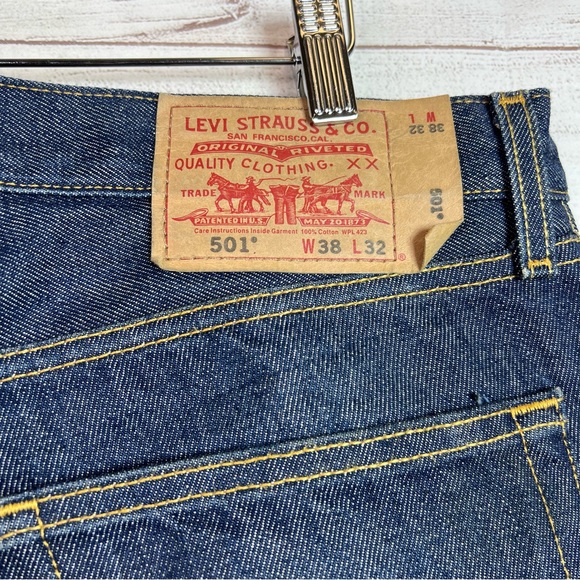 Levi’s Mens Dark Wash 501 Relaxed Denim Jeans Cotton Size 38x32 - Picture 6 of 12